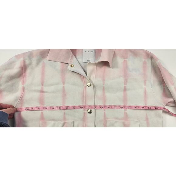 Sandro 2 (6) womens cropped shaket tie-dye retro long sleeve knit smile applique - Picture 11 of 12